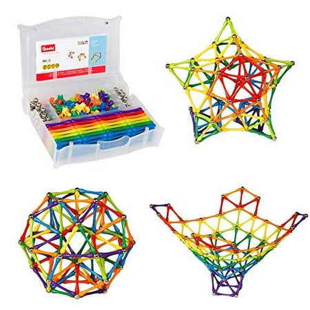 Goobi 300 Piece Construction Set Building Toy Active Play Sticks STEM Learning Creativity Imagination Children’s 3D Puzzle Educational Brain Toys For Kids Boys And Girls With Instruction Booklet