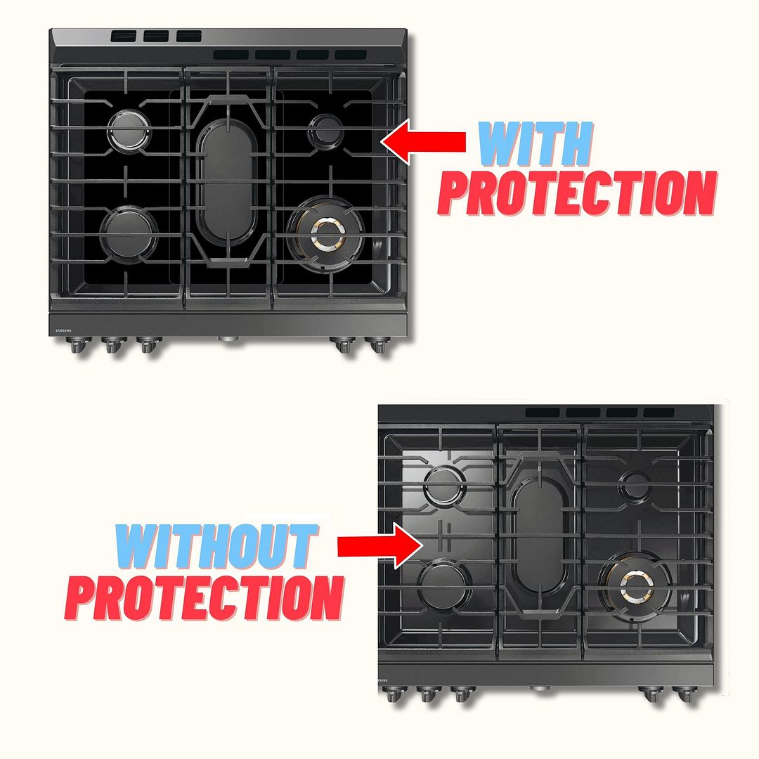 Premium Plus Stove Protectors for Samsung Gas Cooktop Model NSG6DG8500SR, Custom Cut, Easy to Clean Stoveliner, Made in the USA.