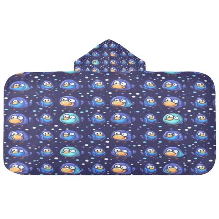 Starry Penguins 50x23.5" Baby Hooded Bath Towel Poncho, Quick-Dry and Triangle Pocket, Kids' Essential