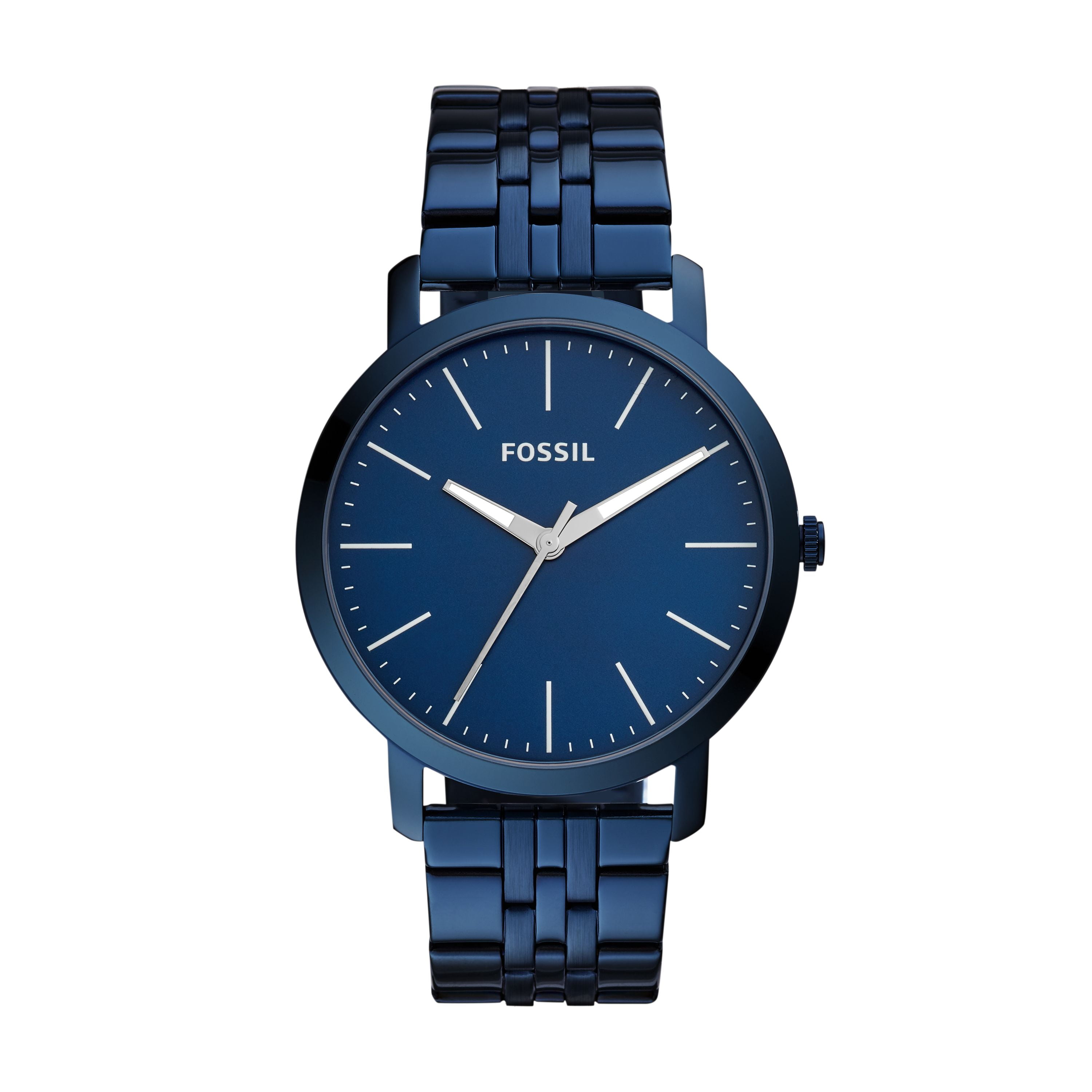 Fossil Men's Luther Three Hand Ocean Blue Stainless Steel Watch ...