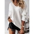 thumbnail image 2 of Pull Tricoté à Manches Longues Col en V pour Femmes Hiver, 2 of 6