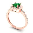 thumbnail image 2 of 0.89 ct Princess Cut Simulated Emerald Halo Engagement Ring for Women in 18K Rose Gold, 2 of 5