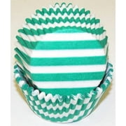 Green and White Stripe Cupcake Liners - Baking Cups -50pack