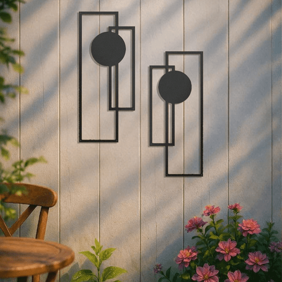 2-Piece Set Minimalist Metal Wall Art - Abstract Vertical Sculptures for Modern Home Decor, Bedroom, Living Room & Office | Stylish Metal Wall Decor,room Decor，halloween Decor