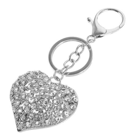 COSMOBETTY Cute Woman Heart Keychain In Silver Alloy 1Set