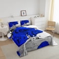thumbnail image 2 of Blue Rose Comforter Set Queen Size, Romantic 3D Floral Bedding for Kids Boys Girls Teens, 3D Printed Blossom Flowers Down Comforter, Couple Valentine's Day Duvet Set Soft Warm with 2 Pillow Cases, 2 of 5