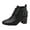 Black, variant on Ankle Boots for Women Round Toe Soft Splice Leather Buckle Ankle Strap Block Heel Dress Booties Fall Winter Casual Short Boots Brown Size 6.5