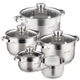thumbnail image 1 of Juego de utensilios de cocina de inducción de acero inoxidable Daniks Standard de 9 piezas: cacerola, ollas aptas para lavavajillas, escala medidora, tapas de vidrio, para sopa, pasta y estofado, colo, 1 of 5