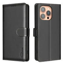 for iPhone 16 Pro Max Wallet Case, with [RFID Blocking] Card Slots Strong Magnetic PU Leather Flip Fold Protective Adjustable Kickstand Phone Case for iPhone 16 Pro Max - Black