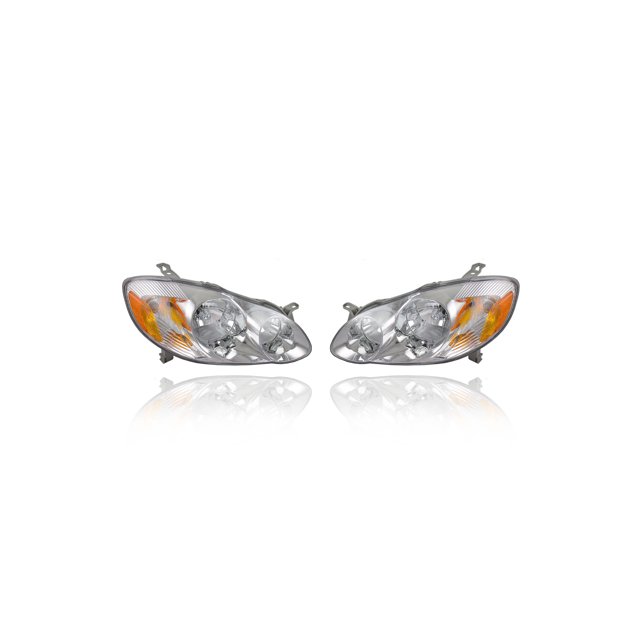 Headlight Assembly - Cooling Direct Fit/For 03-04 Toyota Corolla CE/LE-Model - Pair Both Left Right Set - 8111002190, 8115002200