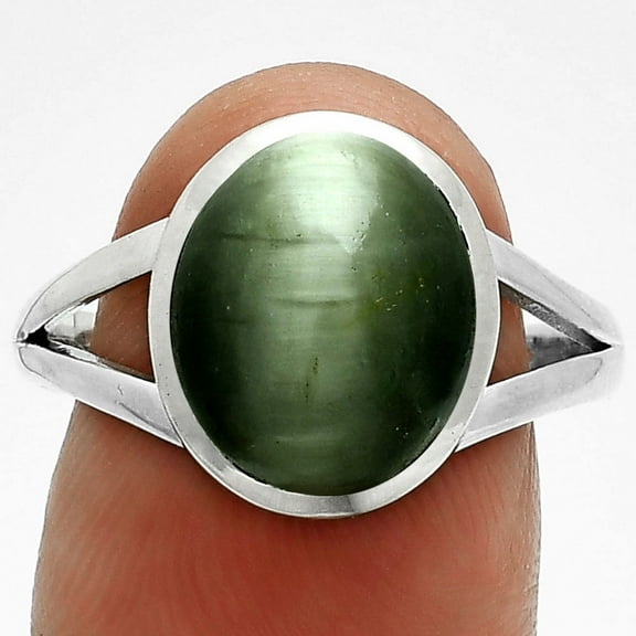 Natural Genuine Cats Eye 925 Sterling Silver Ring s.9.5 Jewelry R-1005 SDR244113