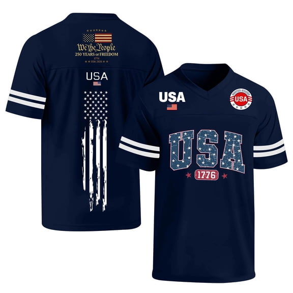 Evdexr 250th Anniversary Usa Shirts Mens Crew Neck Short Sleeve United States 250th Anniversary Graphic Tees Red White Blue Usa Star Stripes Vintage American Birthday T Shirt Navy M