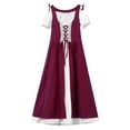 thumbnail image 6 of iiniim Kids Girls Renaissance Vintage Ball Gown Gothic Medieval Costume Maxi Dress Halloween Cosplay Size 6-16 A Burgundy 16, 6 of 7