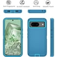 thumbnail image 2 of KMEK7-pour Google Pixel 8A Étui, Protection Robuste 3 Couches Antichoc Étui Rigide Anti-Poussière/chute Intégrale Durable Anti-Empreintes Digitales avec Protection Port, Bleu Lac, 2 of 4