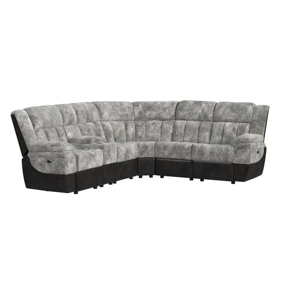 Picket House Furnishings Celeste 6PC Motion Sectional Set in Dillon/Shire Steel