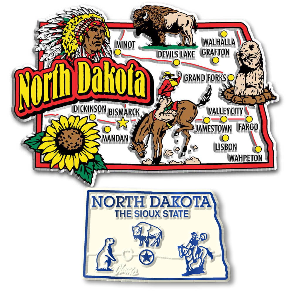 Details about   North Dakota Giant and Small State Map Magnet Set 