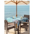thumbnail image 2 of Outdoor Tablecloth with Umbrella Hole and Zipper, Coastal Jellyfish Blue Square Table Cloth 60x60 Inch Waterproof Tablecloth, Summer Beach Nautical Coral Starfish Picnic Table Cover for Patio Camping, 2 of 7