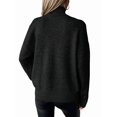 thumbnail image 6 of Women Cold Shoulder Sweater Turtelneck Cut Out Pullover Sweater Casual Long Sleeve High Neck 2 in 1 Tops Black S, 6 of 10