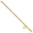 thumbnail image 2 of 14K Yellow Gold Link w/ Heart Charm Bracelet, 2 of 3