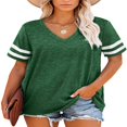 thumbnail image 1 of CHOK T-Shirts à Manches Courtes pour Femmes Été Col en V Tunique Rayée Hauts Décontractés Chemises pour Femmes, 1 of 7