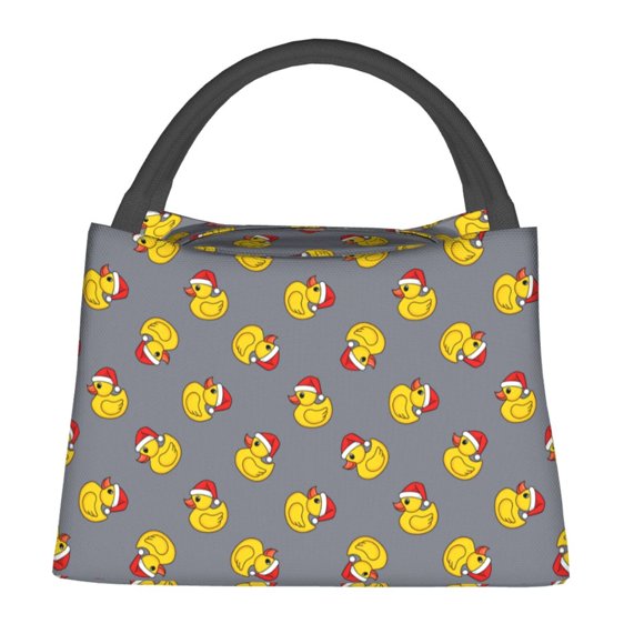 Fotbe Christmas hat duck Bolsa Térmica Portátil con Estampado, Bolsa de Entrega de Alimentos Aislada, Bolsa Reutilizable de Gran Capacidad para Comidas y Supermercado