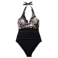 thumbnail image 3 of RXRXCOCO Women's One Piece Swimsuit Sexy Tummy Control V Neck Swimwear Halter Push up Bathing Suits, 3 of 10