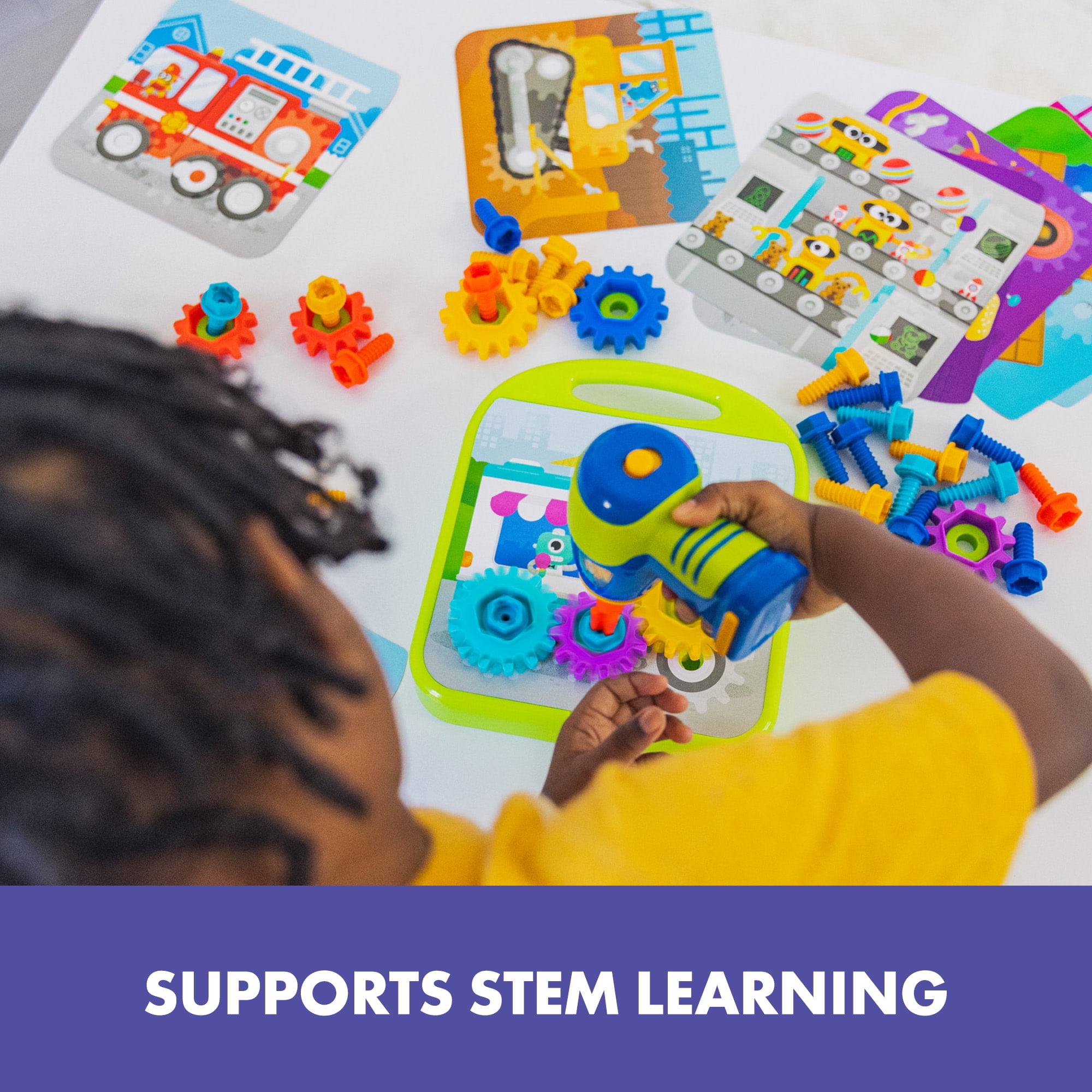 Educational Insights Design and Drill Gears Workshop, STEM Construction Toy, Ages 3+