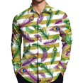 thumbnail image 5 of Fgvctg Mardi Gras Shirts for Men Carnival Party Long Sleeve V Neck Button Down Shirts Multicolored Mask Print Collared Blouse Plus Size Business Casual Tops Green M, 5 of 5