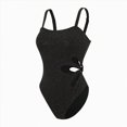 thumbnail image 4 of mgoYE Women One Piece Swimsuit Mesh Modest Tummy Control Cutout Bathing Suit Swimwear(Black,S), 4 of 9