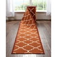 thumbnail image 1 of Well Woven Custom Size 22" Wide Runner Non-Slip Rubber Backed Machine Washable Hall Rug 22 Inches Wide x 55 Feet Long Runner (22" x 55' Runner) Brooklyn Trellis Red Geometric Indoor Outdoor Low Pile, 1 of 5