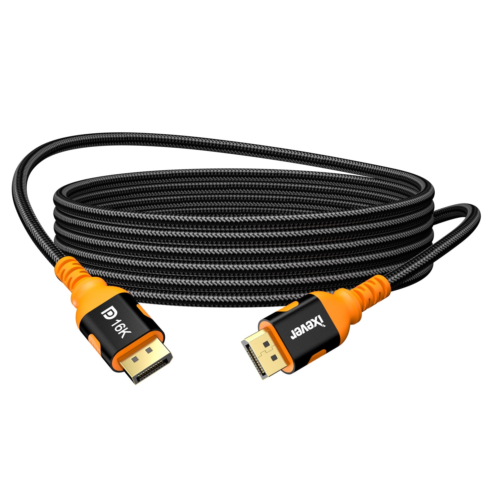 IXEVER DisplayPort Cable 2.1 DP2.0 80Gbps Support 16K@60Hz 8K@120Hz 4K@240Hz HDR10, HDCP, DSC 1.2a, Braided Display Port Cable Cord Compatible FreeSync G-Sync Video Card Monitor, 10FT