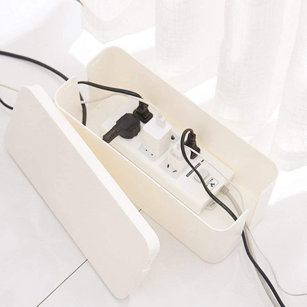 RGHJAR-Cable Management Box, 2 Set Cable Organizer for Cable and Cord Management, Storage and Holder to Cover and Hide & Power Strips & Cords (White)