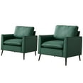 thumbnail image 2 of CQSXD Cat Paw Leather Upholstered Sofa 2PC Set in for Nordic Retro Light Luxury Living Room & Balcony, Green, 2 of 11