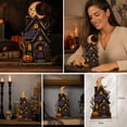thumbnail image 6 of ShaoXinWan Halloween Ghost Pumpkin House Wooden Tabletop Ornament, 2D Spliceable Decor Sign, Festive Accent for Dining Table Cabinet Bookshelf Decor, 6 of 7