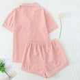 thumbnail image 3 of ShomPort Womens Loungewear Set Short Sleeve Lapel Shirt Heart Printed Button Up Sleepwear with Chest Pocket Loose Soft Pajamas, 3 of 4