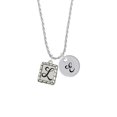 thumbnail image 2 of Delight Jewelry Silvertone Pebble Border Initial - L Silvertone Script Initial Disc - E - Charm Necklace, 20"+3", 2 of 4