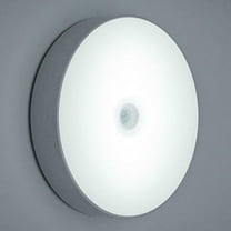 Motion Sensor LEDs Night Light USB Rechargeable Human Body Induction Round Night Lamp Magnetics Stick Children Lamp for Wall Bedside Wardrobe Stairs Cabinet WHITE