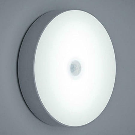 Motion Sensor LEDs Night Light USB Rechargeable Human Body Induction Round Night Lamp Magnetics Stick Children Lamp for Wall Bedside Wardrobe Stairs Cabinet WHITE