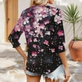thumbnail image 4 of Xdegoge Blouses for Women Dressy Casual 3/4 Sleeve Floral Printed Shirt V Neck Loose Fit Business Tops Summer Outfits Tunic Fashion Tee Shirts Online Order History Returns Online Orders, 4 of 6