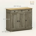 thumbnail image 3 of HOMCOM Coffee Bar Cabine, Kitchen Cabinet with Drawers, Washed Grey, 3 of 10