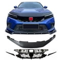 thumbnail image 2 of Ikon Motorsports Front Bumper Upper Grille + Trim Compatible With 2022-2024 Honda Civic Sedan Type Si Style Front Mesh Grille Gloss Black ABS + Upper Trim, 2 of 2