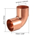 thumbnail image 2 of Conector de ajuste de tubería de cobre en codo de 90 grados Uxcell para plomería 2.95" x 2.95" x 1.77", 2 of 3