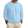 thumbnail image 3 of Men's Fleece Crewneck Sweatshirt Cotton Long Sleeve Pullover Casual Thermal Shirts fall winter fashion comfort solid Sweatshirt Light Blue M, 3 of 6