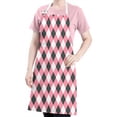 thumbnail image 5 of Pink and Black Argyle Pattern Apron-Garden Aprons for Women with Pockets-Cotton Linen Waterproof Kitchen Cooking Gardening Aprons Adjustable for Kitchen,Cooking,BBQ and Salon 33x27 Inch, 5 of 7