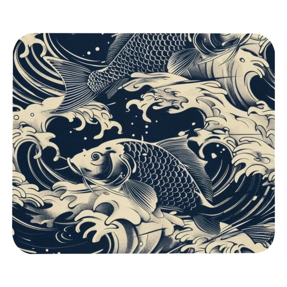 PhooArto Comfortable Mouse Pad Blue Fish Wave Pattern Desktop Mousepad , 21 x 25 cm Mouse Mat, Non-Slip Rubber Base, Improves Speed and Precision