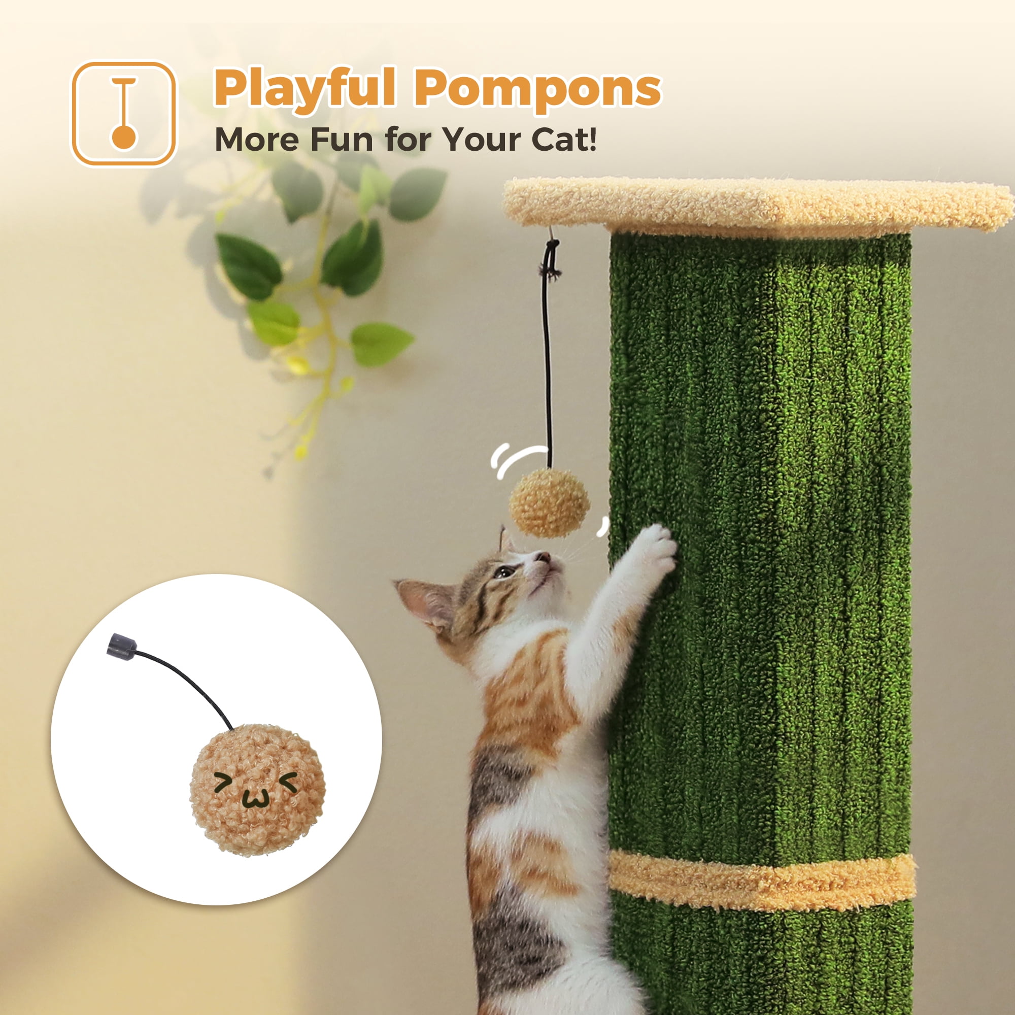 PAWZ Road 32" Tall Cat Scratching Post for Indoor Cats - Durable Cat Scratcher with Wide Base, Green