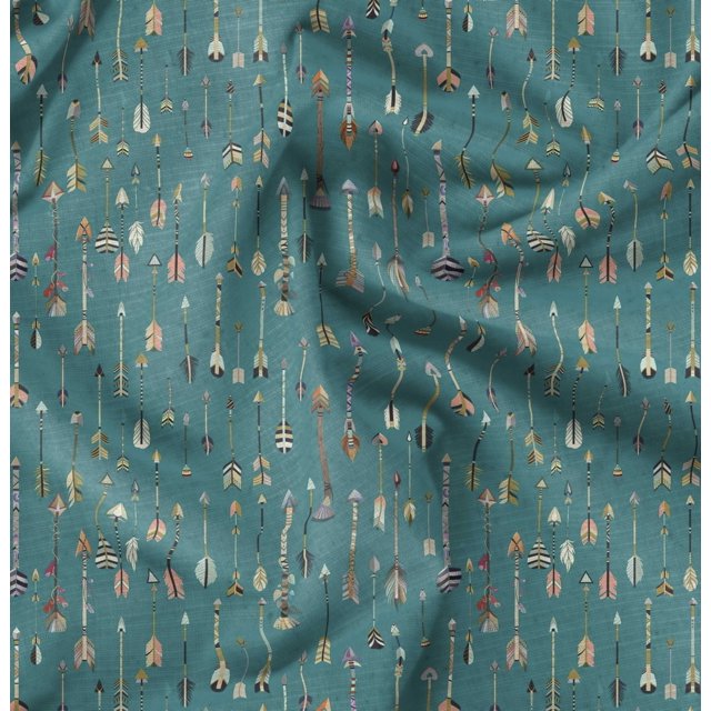 Soimoi Green Moss Georgette Fabric Arrow Tribal Decor Fabric Printed Yard 42 Inch Wide