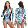 thumbnail image 2 of Traje de baño de una pieza sexy para mujer, traje de baño de manga larga con cremallera y estampado de aguas termales para surf y buceo para mujer, 2 of 6