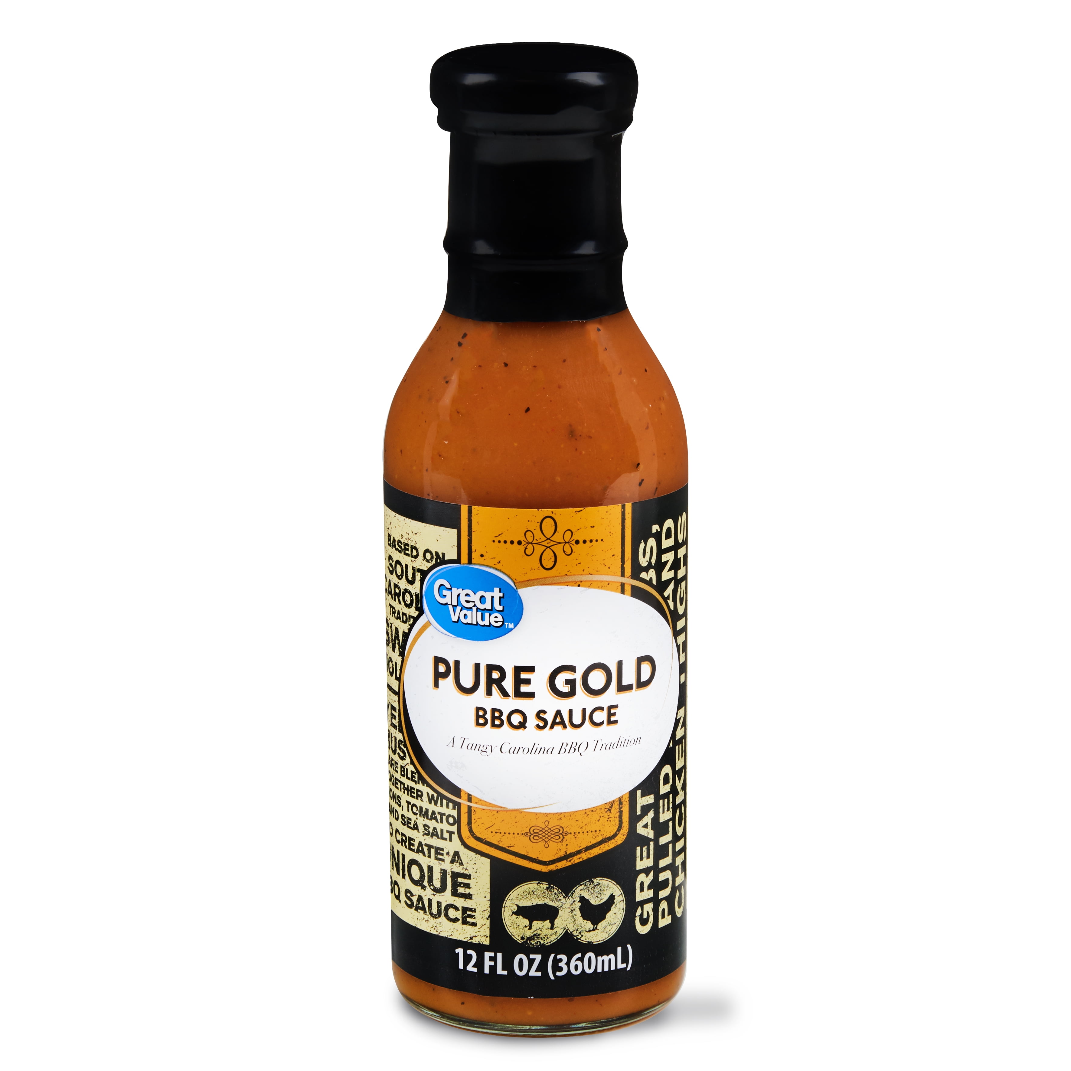 Great Value Pure Gold BBQ Sauce, 12 fl oz