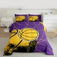 thumbnail image 2 of Feelyou Boys Cartoon Basketball Bedding Comforter Set, Purple Yellow Stripes Geometric Twin Comforter Sets, Modern Ball Game Reversible Bedding Set, Ultra Soft Home Decor, 2-Piece, 2 of 8